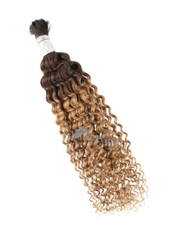 Ombre T4/27 Deep Curly Human Hair Bulk for Braiding [BK11]