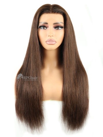 Chocolate Brown Silky Straight HD Lace & Pre-plucked Hairline 13x6 Lace Frontal Wig [GHW02]