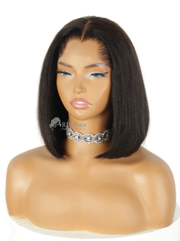 M Shape Lagos Hairline Coarse Yaki Bob 5x5 Glueless Minimalist HD Lace Wig [LCW04]