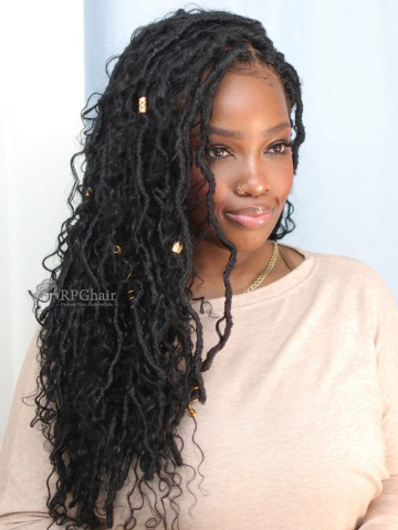1# Salon-level Knotless Boho Style Locs Braided Wig HD Full Lace 24" [HE05]