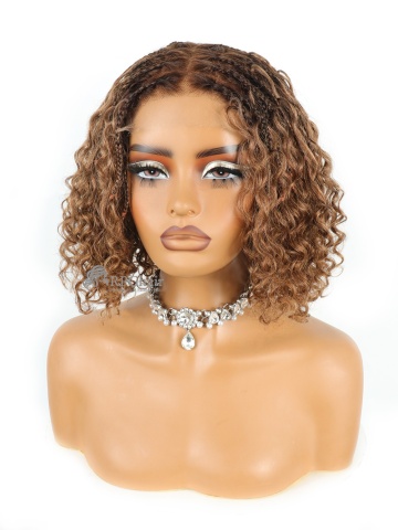 Ombre Brown Boho Braids Water Wave Glueless 5x5 Closure Lace with Braided Top Human Hair Wig [Bronara]