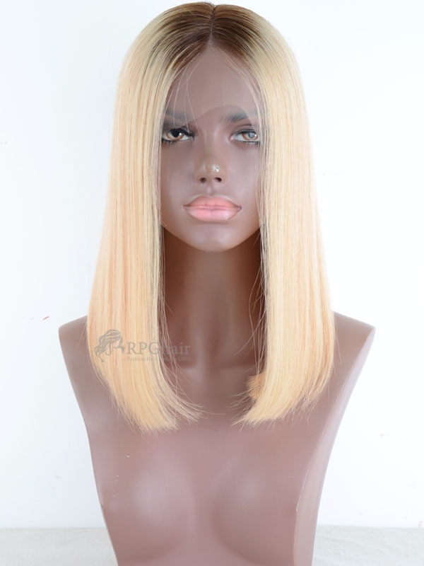 Blonde Ombre Silky Straight Bob Cut Lace Wig Indian Remy Hair Blonde Ombre Silky Straight Bob Cut Lace Wig Indian Remy Hair