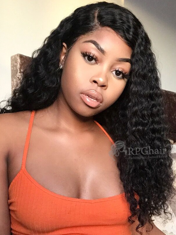Big Density 360 Lace Frontal Wigs Deep Wave Indian Remy Human Hair