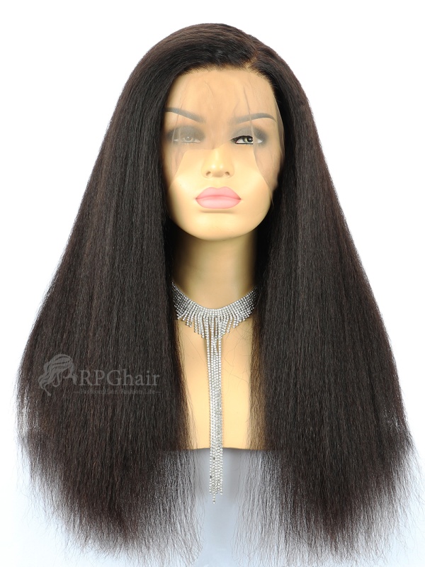 Big Density 360 Lace Frontal Wigs Kinky Straight Indian Remy Human Hair