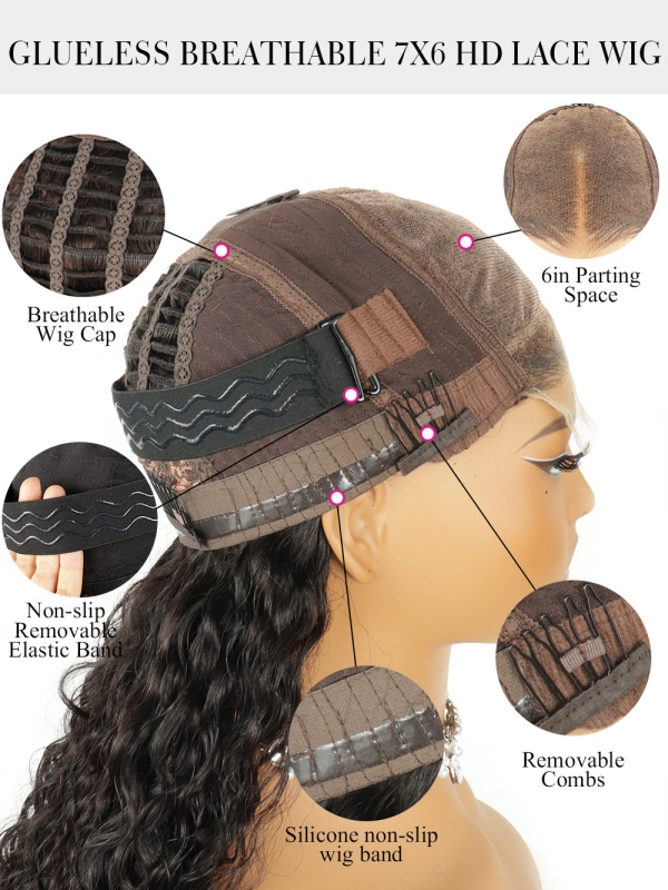 Ready To Go Kinky Curly Natural Black Glueless 5x5 / 7X6  display picture 1