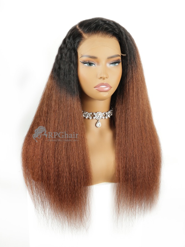 Ombre Brown Kinky Straight Wear & Go 7x6 Glueless HD Lace