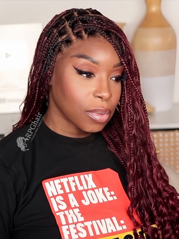 24\'\' Full Lace Knotless Braided Wig Synthetic Hair Bohemian Box Braids Amazon.com : PIB 24 main image 3