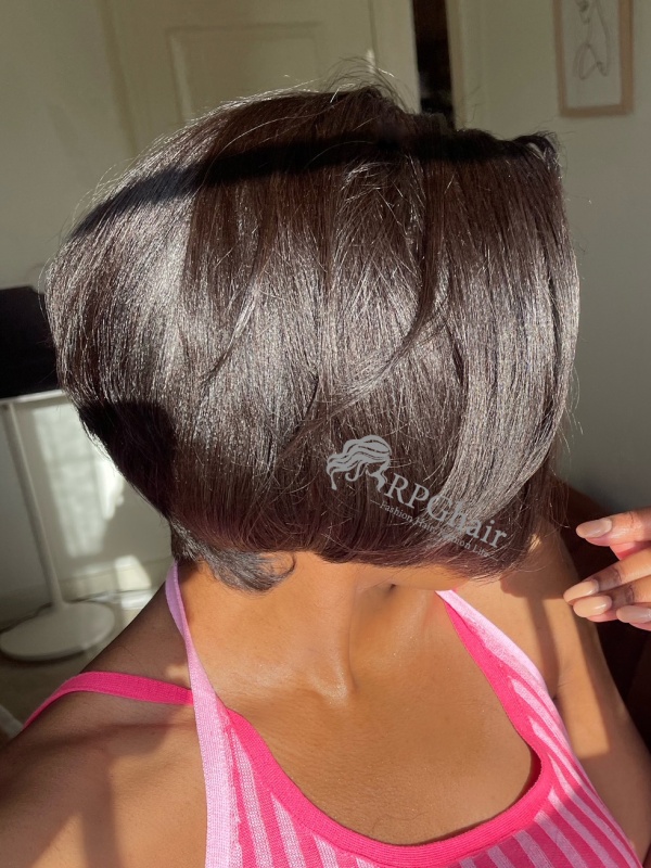 8in Pre Styled Pixie Cut YK BOB With Natural Edges Hairline