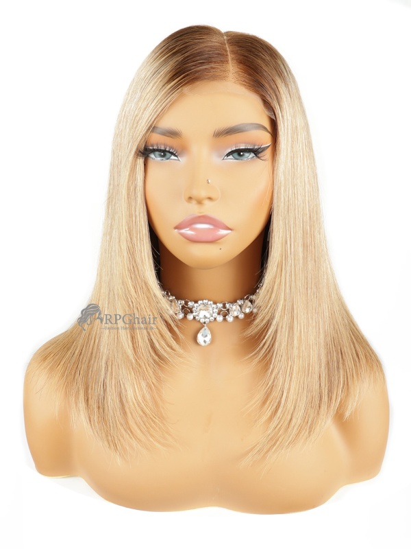 Ombre Blonde Silky Straight Layered Bob Glueless 2x6 / 5x5  display picture 1