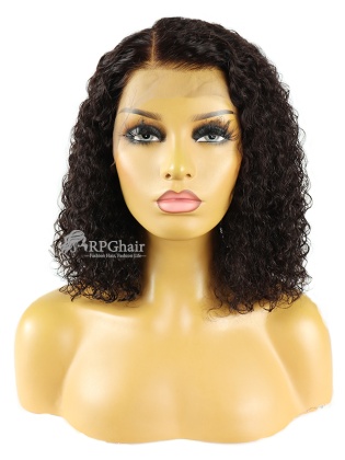 Natural Color Curly Bob 14 Inch 150% Density Brazilian Hair Lace Front Wig [CSL80]