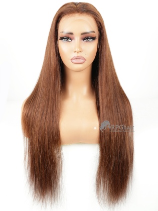 Small Size 22" 180% Density Brown Color Silky Straight Hair Style Indian Virgin Hair 13x6 HD Lace Front Wig [CSL231]