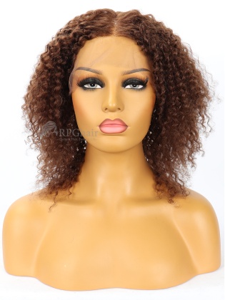 4# 12in 130% Density Tight Curly Indian Remy Hair Full Lace Wig [RFS312]