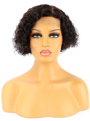 5X5'' Lace Closure Wig Natural Curly Short Bob Indian Remy Hair [RFS94]