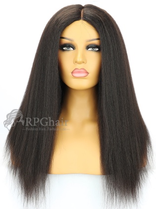 18 &20'' Kinky Straight Indian Remy Hair Machine Weft Made CapA Lace Wig[RFS12]