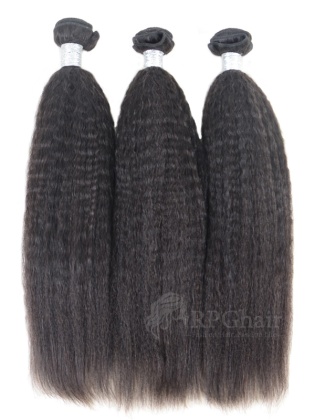 Kinky Straight Indian Virgin Hair 3 Bundles Natural Color