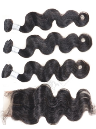 3 Bundles Body Wave Indian Virgin Hair Weaves with A Lace Closure