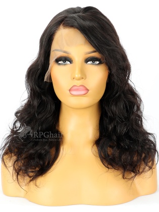 14in Wavy Indian Remy Human Hair Full Lace Wig With Bangs [RFS217]