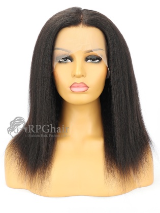12&14'' Kinky Straight Indian Remy Hair 5'' Part Lace Front Wig[RFS75]