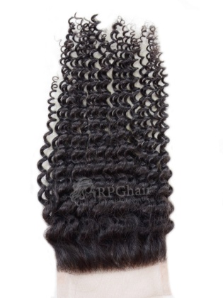 Indian Virgin Hair Kinky Curl Lace Closure Natural Color