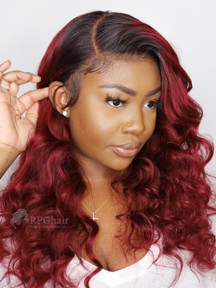 6'' Part 180% Density Ombre #99J Wavy Lace Front Wigs [LFW99]