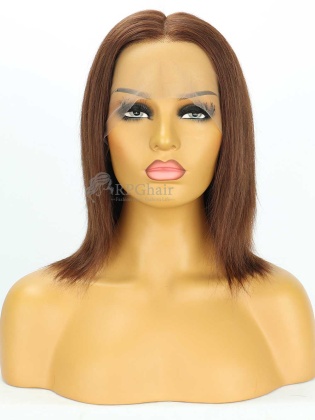 4# 8inch Silky Straight Indian Remy Human Hair 4.5 Parting Lace Front Wig[RFS162]