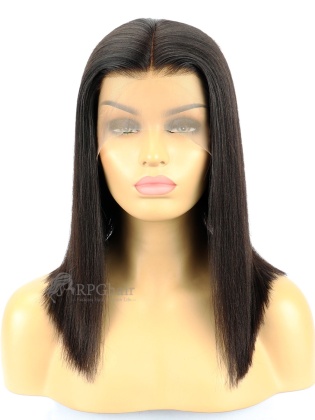 High Quality Yaki Straight Bob Brazilian Virgin Hair 150% Density Lace Front Wig [LFW49]