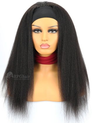 150% Density 1B# Color Headband Wigs Kinky Straight Indian Remy Hair [HBW06C]