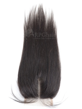 Brazilian Virgin Hair Lace Closure Yaki Hair Natural Color