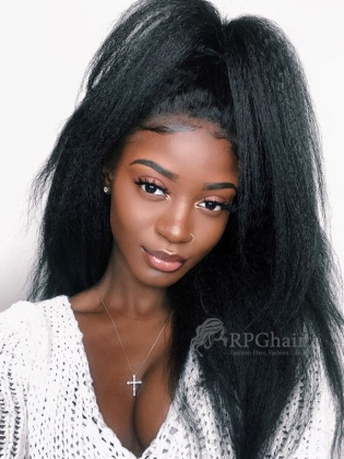 [US Stock]Pre-Plucked 360 Lace Wigs Kinky Straight Indian Remy Hair [LFW30US]