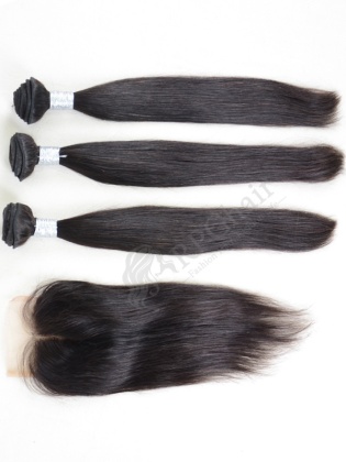 3 Bundles Silky Straight Weaves with A Lace Closure