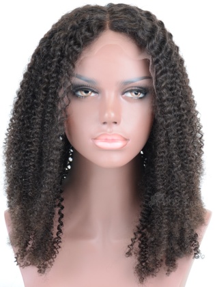 Virgin Brazilian Hair Kinky Curl Glueless Lace Front Wigs