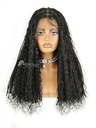 18" Boho Box Braided With Boho Curls Knotless Full Lace Wig [BFW04]
