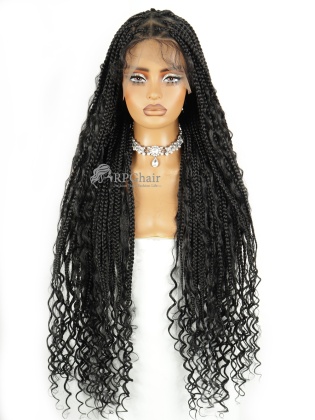 34" Boho Box Braided With Boho Curls Knotless Full Lace Wig [BFW05]