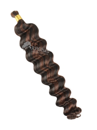 Brown Highlight Loose Wacy Human Hair Bulk for Braiding [BK12]