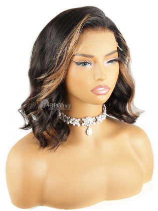 Blonde Mix Black Loose Wave Glueless 5x5 / 7X6 Closure HD BOB Lace Wig [HCW02]
