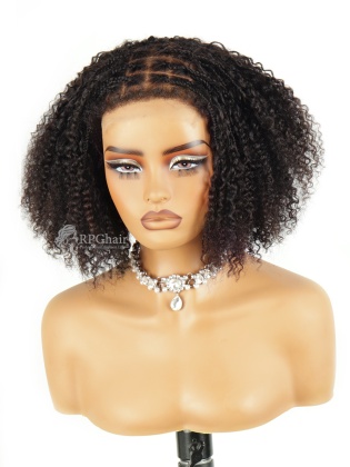 Boho Braids Kinky Curl With Curly Edges Glueless 5x5/9X6 HD Lace Wig With Drawstring & Top Braided Human Hair Wig [BLW02]