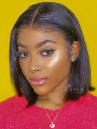 Silky Straight Swiss Brown Lace Pre-Bleached BOB Lace Front Wig 150% Density[BOB02]