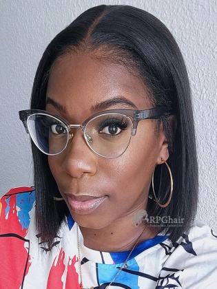 Natural Edges Hairline 10in Light Yaki BOB Invisible HD Lace Front Wig[BOB04]