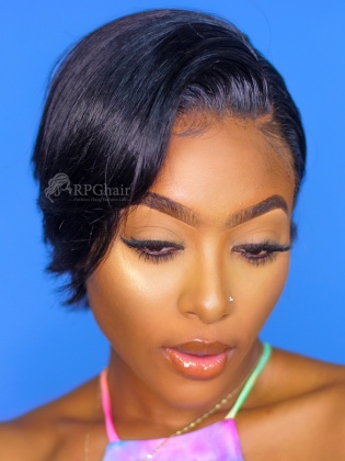8" 130% Pixie Cut Silky Straight BoB Hairstyle Lace Front Wig [BOB22P]