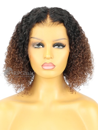 Invisible HD Lace & Clean Hairline 180% Density Ombre Curly BOB Lace Front Wigs [BOB63]