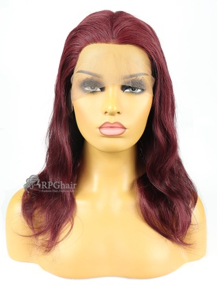 Top Quality Brazilian Virgin Hair #99J 14" 130% Density Lace Front Wig w/ Silk Top [CSL63]