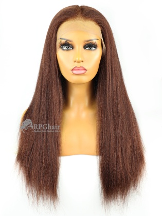 20" 130% Density Light Brown Kinky Straight 4.5 Parting Lace Front Wig[CSL104]