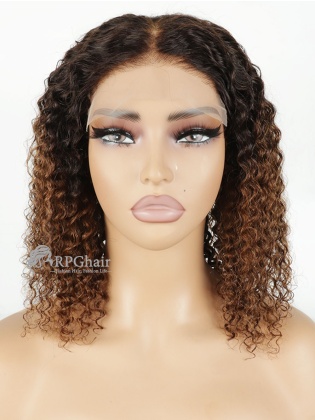 12" 180% Density Ombre Curly BOB Hairstyle 5x5 Lace Closure Wig [CSL154]