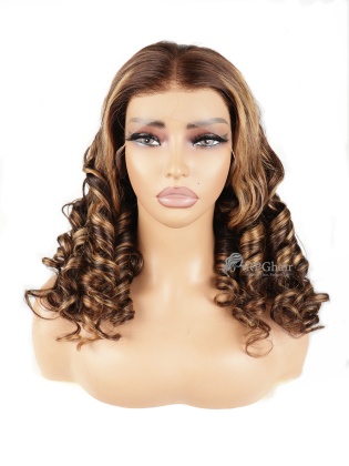 Highlight Big 200% Density Classy Curly Clean Hairline 13x4 HD Lace Frontal Wig [CSL226]