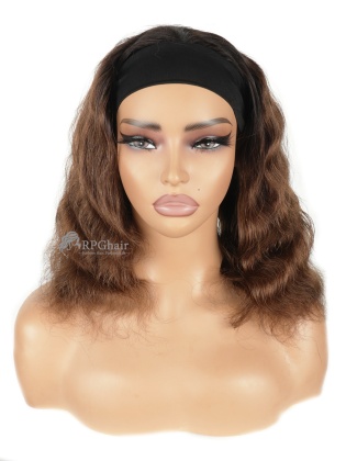 Small Size 12" 150% Density Ombre Brown Color Body Wave Hair Style Indian Virgin Hair Headband Wig [CSL238]