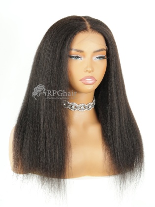 16" 180% Density Highlight Brown Silky Straight With Bangs Hair Style Indian Virgin Hair 5X5 HD Lace Front Wig [CSL259]