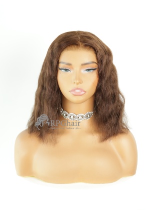 12" 200% Brown Wavy Bob Indian Virgin Hair Wear & Go 9x6 Lace Wig [CSL264]