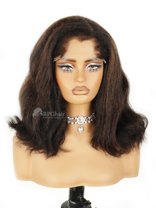 Curly Edges M shape Lagos Hairline Light Golden Highlight Kinky Wave 5x5 Glueless HD Lace Wig [CSL275]