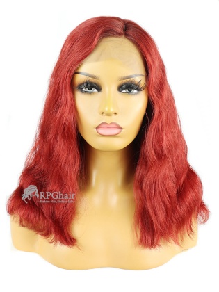 Red Color Body Wave Bob 14 Inch 150% Density Brazilian Hair Lace Front Wig [CSL76]