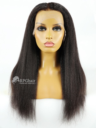 Natural Color Kinky Straight Indian Hair 6in Lace Front Wig [CSL81]